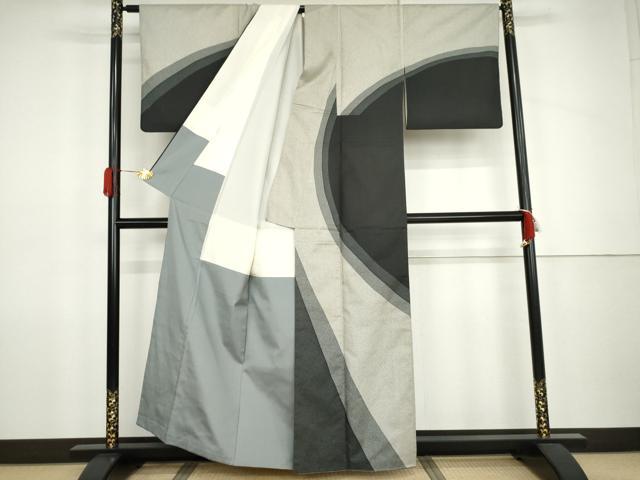 平和屋着物●本場大島紬　染大島　訪問着　流水文　正絹　逸品　AABJ9991cs