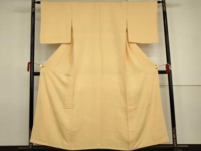平和屋着物●上質な色無地　流水地紋　蜂蜜色　伊勢丹扱い　正絹　逸品　未使用　AABJ9995cs