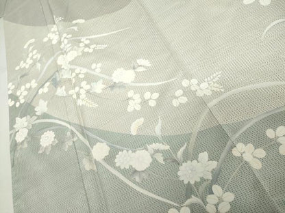 平和屋着物●本場縞大島紬　染大島　訪問着　枝花文　萩　正絹　逸品　AABJ9997cs
