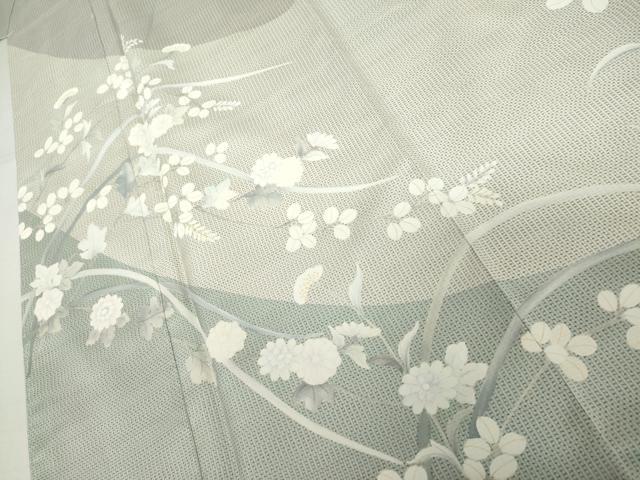 平和屋着物●本場縞大島紬　染大島　訪問着　枝花文　萩　正絹　逸品　AABJ9997cs
