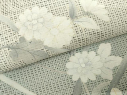 平和屋着物●本場縞大島紬　染大島　訪問着　枝花文　萩　正絹　逸品　AABJ9997cs