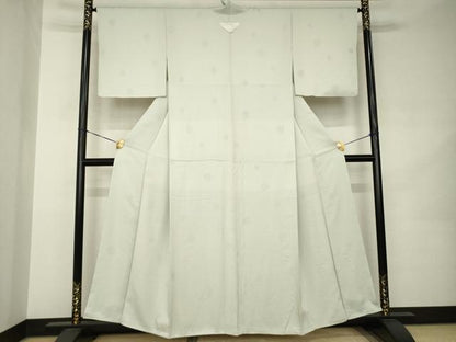 平和屋着物●上質な色無地　舞花地紋　柳鼠色　正絹　逸品　AABK0001ck
