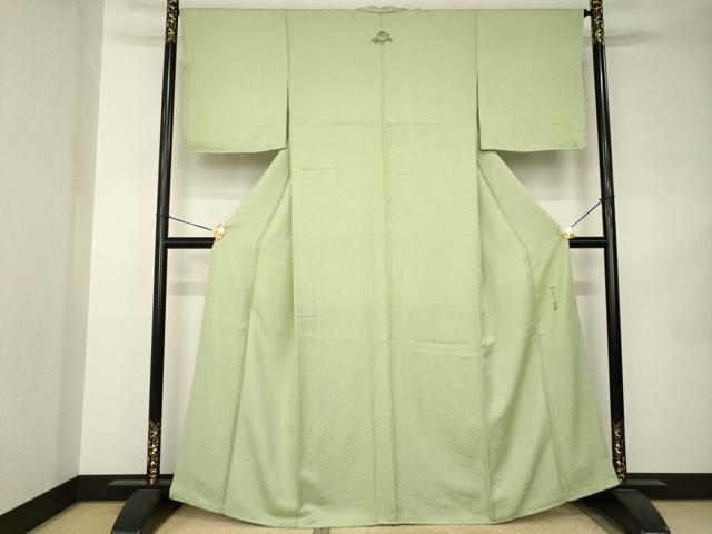 平和屋着物●上質な色無地　作家物　加賀乃調　松地紋　柳茶色　正絹　逸品　AABK0005ck