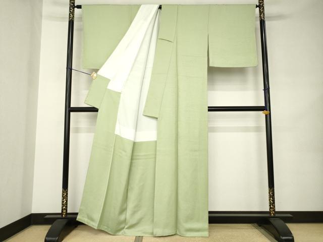 平和屋着物●上質な色無地　作家物　加賀乃調　松地紋　柳茶色　正絹　逸品　AABK0005ck