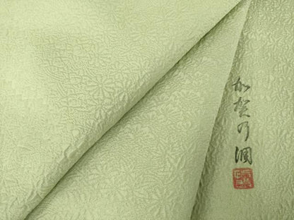 平和屋着物●上質な色無地　作家物　加賀乃調　松地紋　柳茶色　正絹　逸品　AABK0005ck