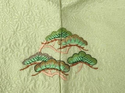 平和屋着物●上質な色無地　作家物　加賀乃調　松地紋　柳茶色　正絹　逸品　AABK0005ck