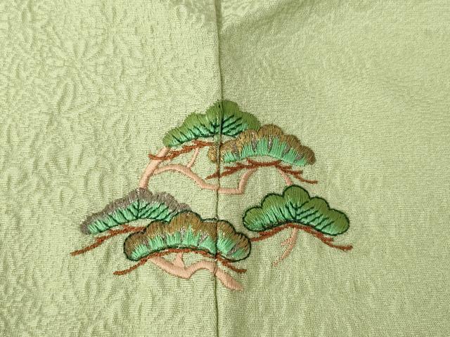 平和屋着物●上質な色無地　作家物　加賀乃調　松地紋　柳茶色　正絹　逸品　AABK0005ck