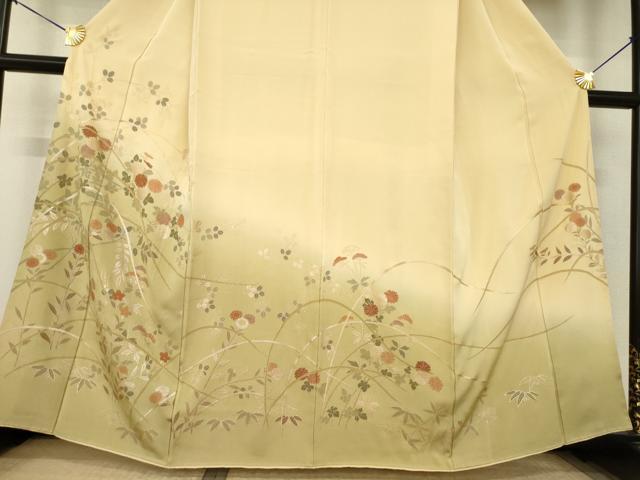 平和屋着物●訪問着　草花文　暈し染め　金彩　正絹　逸品　AABK0007ck