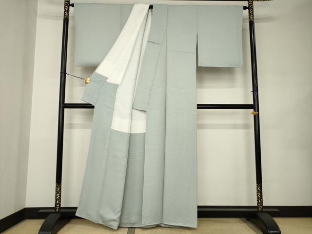 平和屋着物●上質な色無地　花丸地紋　利休白茶色　正絹　逸品　AABK0011ck