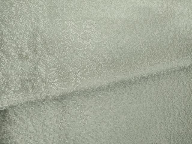 平和屋着物●上質な色無地　花丸地紋　利休白茶色　正絹　逸品　AABK0011ck
