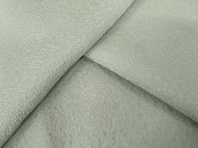 平和屋着物●上質な色無地　花丸地紋　利休白茶色　正絹　逸品　AABK0011ck