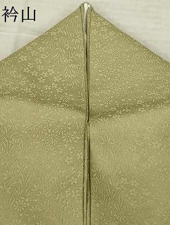 平和屋着物●上質な色無地　作家物　草花地紋　鶸茶色　正絹　逸品　AABK0012ck