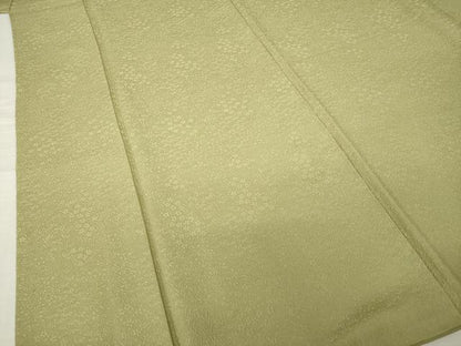 平和屋着物●上質な色無地　作家物　草花地紋　鶸茶色　正絹　逸品　AABK0012ck