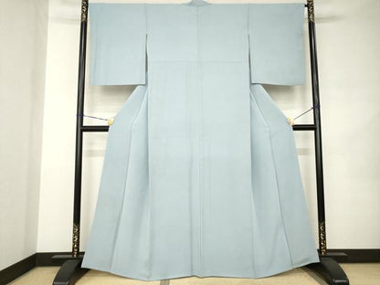 平和屋着物●上質な色無地　灰青色　正絹　逸品　AABK0014ck