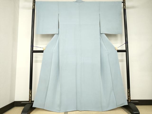 平和屋着物●上質な色無地　灰青色　正絹　逸品　AABK0014ck