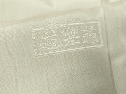 平和屋着物●上質な色無地　総刺繍　楽器花文　鶸茶色　ワンポイント　正絹　逸品　AABK0016ck