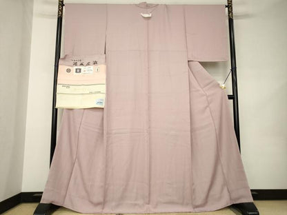 平和屋着物●赤塚次男　色無地　本場奄美大島泥染　梅鼠色　反端付き　正絹　逸品　AABK0017ck