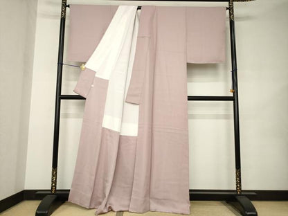平和屋着物●赤塚次男　色無地　本場奄美大島泥染　梅鼠色　反端付き　正絹　逸品　AABK0017ck