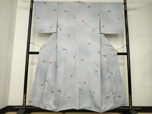 平和屋着物●上質な小紋　中国三大刺繍　相良刺繍　総刺繍　宝尽くし　暈し染め　金糸　正絹　逸品　未使用　AABK0019ck