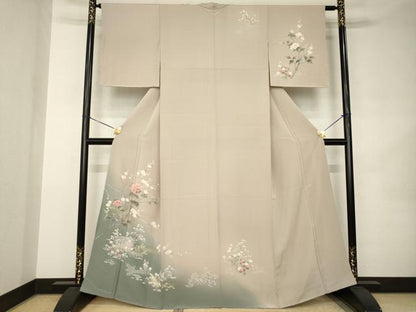平和屋着物●訪問着　友禅　風景枝花文　暈し染め　正絹　逸品　未使用　AABK0021ck