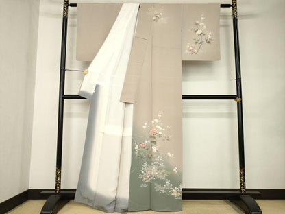 平和屋着物●訪問着　友禅　風景枝花文　暈し染め　正絹　逸品　未使用　AABK0021ck