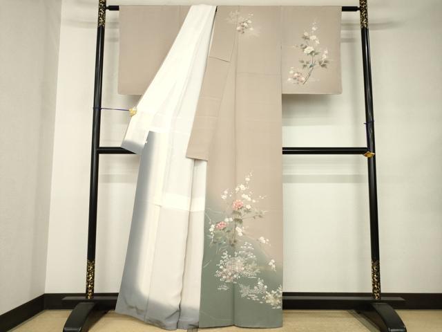 平和屋着物●訪問着　友禅　風景枝花文　暈し染め　正絹　逸品　未使用　AABK0021ck