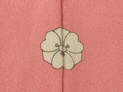 平和屋着物●上質な色無地　甚三紅色　正絹　逸品　AABK0022ck
