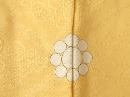 平和屋着物●上質な色無地　松皮菱吉祥花地紋　萱草色　正絹　逸品　AABK0024ck