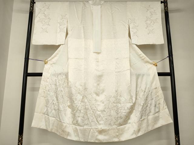 平和屋着物●長襦袢　無双仕立て　絞り　飛鶴文　金彩　正絹　逸品　AABK0026ck