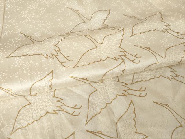 平和屋着物●長襦袢　無双仕立て　絞り　飛鶴文　金彩　正絹　逸品　AABK0026ck