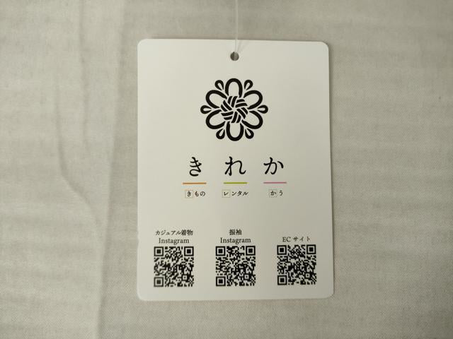 平和屋着物●小振袖　二尺袖　矢絣　黒地　洗える着物　AABK0032ck