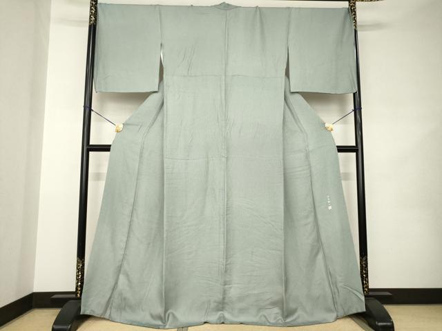 平和屋着物●伝統工芸士　田島敬之　江戸小紋　万筋　藍海松茶色×白色　まるやま扱い　正絹　逸品　AABK0034ck
