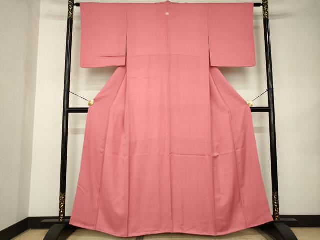 平和屋着物●上質な色無地　霞地紋　今様色　正絹　逸品　AABK0038ck