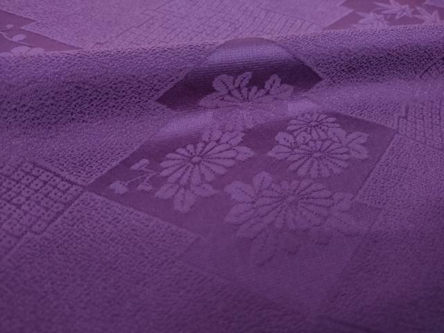 平和屋着物●上質な色無地　松皮菱吉祥地紋　葡萄色　正絹　逸品　AABK0040ck