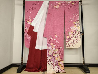 平和屋着物●豪華振袖　花毬文　暈し染め　金彩　ロング丈　正絹　逸品　AABK0042ck