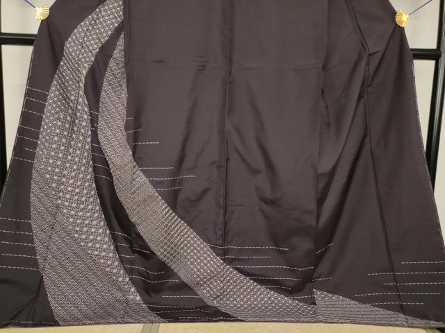 平和屋着物●本場大島紬　訪問着　総刺繍　刺し子　麻の葉青海波　ロング丈　正絹　逸品　AABK0047ck