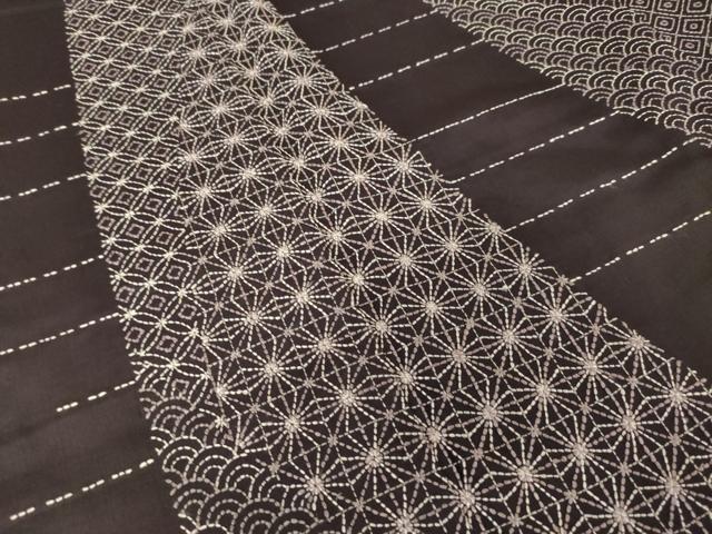 平和屋着物●本場大島紬　訪問着　総刺繍　刺し子　麻の葉青海波　ロング丈　正絹　逸品　AABK0047ck