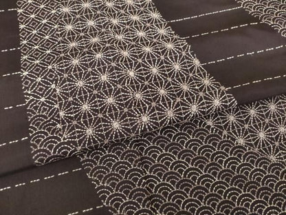 平和屋着物●本場大島紬　訪問着　総刺繍　刺し子　麻の葉青海波　ロング丈　正絹　逸品　AABK0047ck
