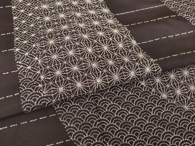 平和屋着物●本場大島紬　訪問着　総刺繍　刺し子　麻の葉青海波　ロング丈　正絹　逸品　AABK0047ck