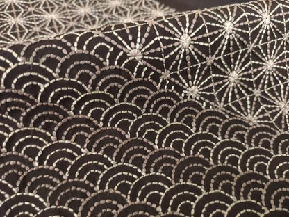 平和屋着物●本場大島紬　訪問着　総刺繍　刺し子　麻の葉青海波　ロング丈　正絹　逸品　AABK0047ck