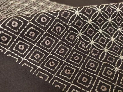 平和屋着物●本場大島紬　訪問着　総刺繍　刺し子　麻の葉青海波　ロング丈　正絹　逸品　AABK0047ck
