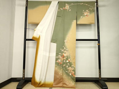 平和屋着物●訪問着　駒刺繍　宝尽くし　暈し染め　正絹　逸品　AABK0048ck