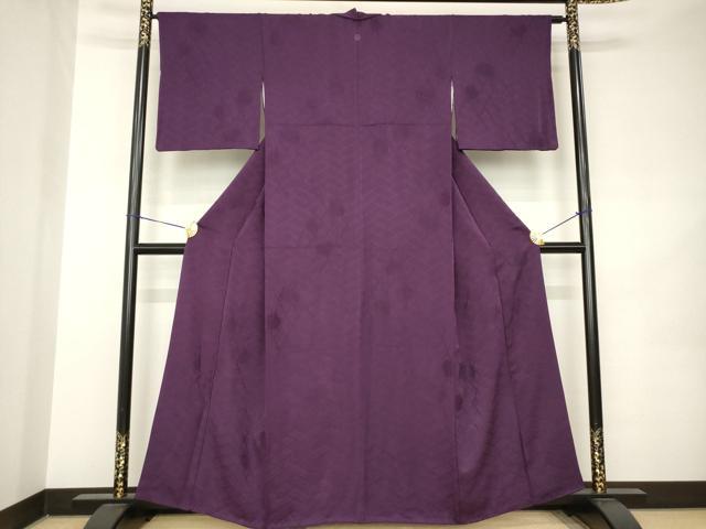 平和屋着物●上質な色無地　蔦草地紋　滅紫色　正絹　逸品　AABK0050ck