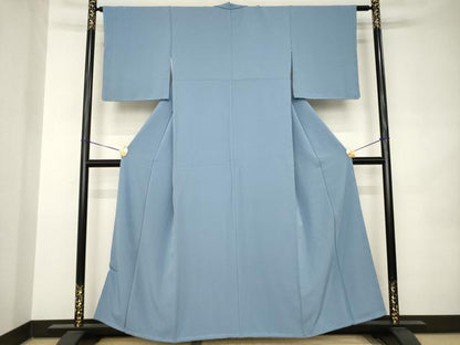 平和屋着物●上質な色無地　御召納戸色　正絹　逸品　未使用　AABK0051ck