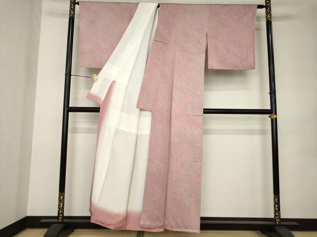平和屋着物●上質な小紋　総絞り　霞文　正絹　逸品　AABK0052ck
