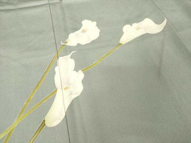 平和屋着物●京加賀糸目友禅作家　山崎巌　訪問着　草花文　正絹　逸品　AABK0058ck
