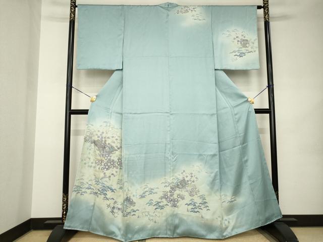 平和屋着物●訪問着　風景花文　暈し染め　金彩　正絹　逸品　AABK0060ck