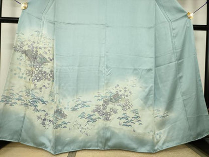 平和屋着物●訪問着　風景花文　暈し染め　金彩　正絹　逸品　AABK0060ck