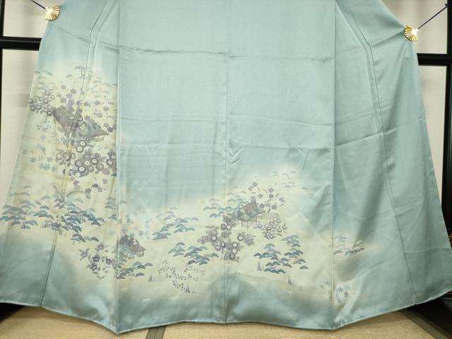 平和屋着物●訪問着　風景花文　暈し染め　金彩　正絹　逸品　AABK0060ck