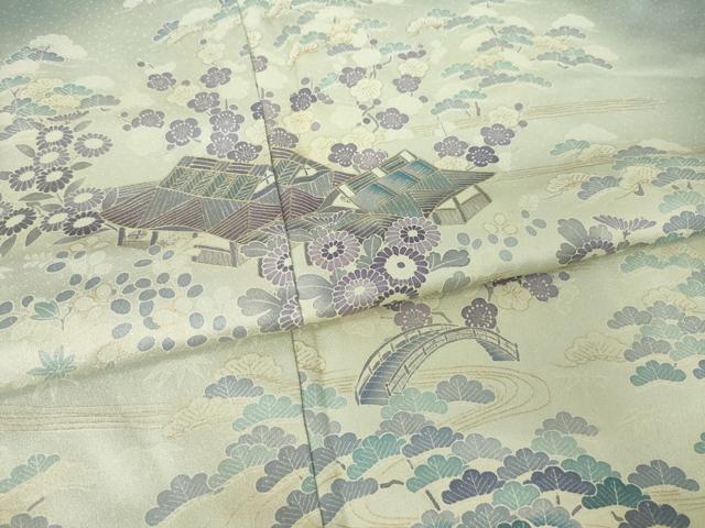 平和屋着物●訪問着　風景花文　暈し染め　金彩　正絹　逸品　AABK0060ck
